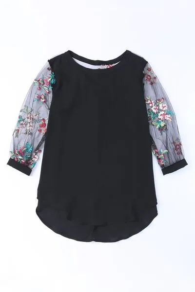 Floral Embroidered Sleeve Round Neck Blouse sold by Charming Charlie product image thumbnail 4
