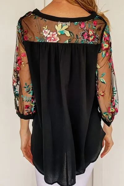 Floral Embroidered Sleeve Round Neck Blouse sold by Charming Charlie product image thumbnail 2