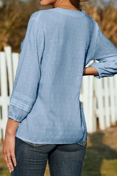 Swiss Dot V-Neck Long Sleeve Blouse sold by Charming Charlie product image thumbnail 5