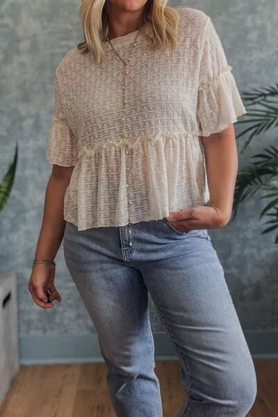 Frill Round Neck Half Sleeve Blouse sold by Charming Charlie product image thumbnail 2