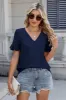 Ruffled V-Neck Short Sleeve Blouse sold by Charming Charlie
