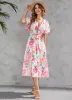 V-neck floral tiered midi dress sold by Charming Charlie