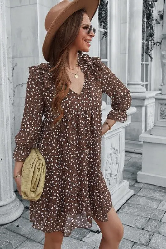 Long sleeve animal print dress sold by Charming Charlie