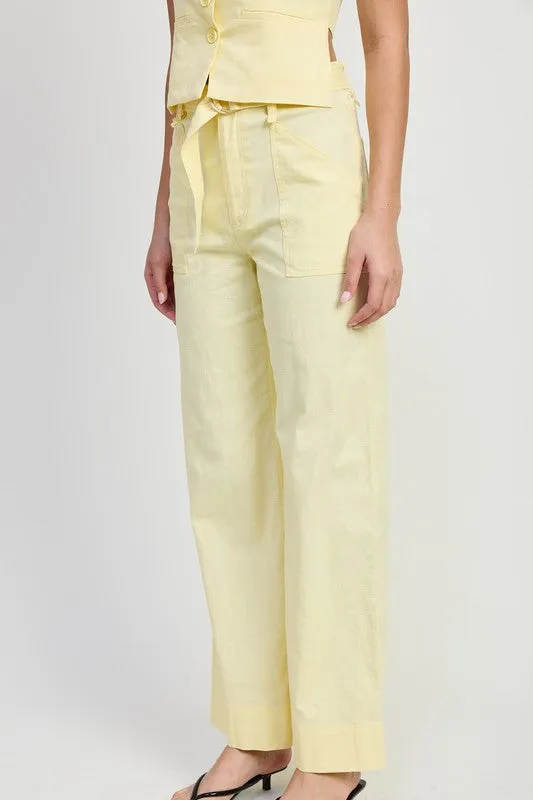 BELTED LINEN TROUSER PANT sold by Charming Charlie product image thumbnail 2