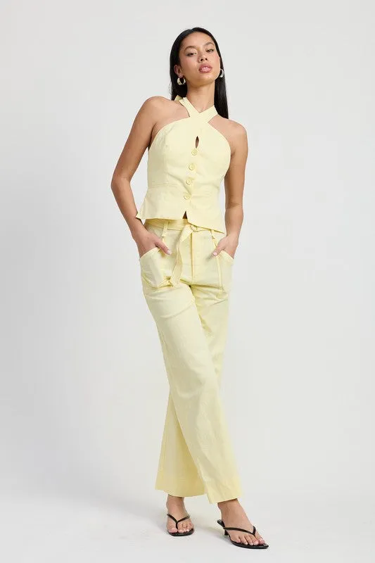 BELTED LINEN TROUSER PANT sold by Charming Charlie product image thumbnail 3