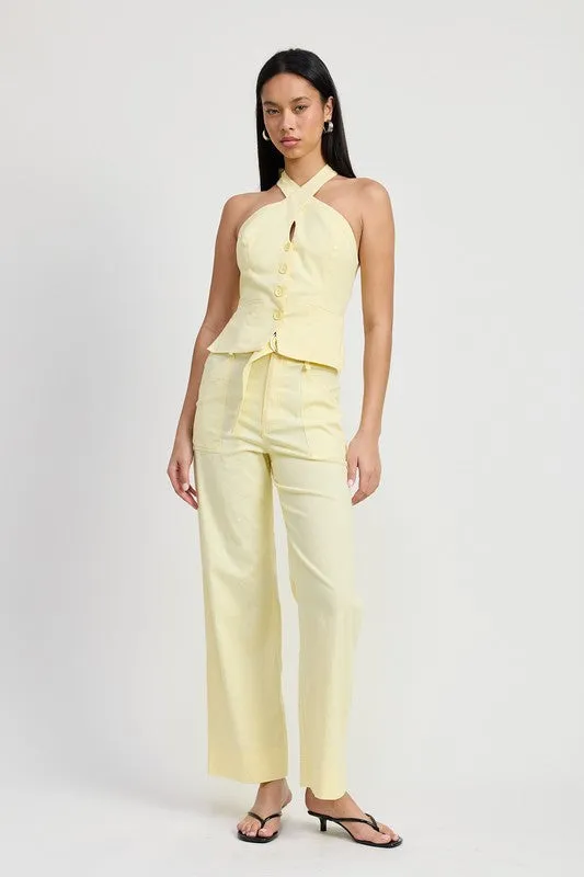 BELTED LINEN TROUSER PANT sold by Charming Charlie