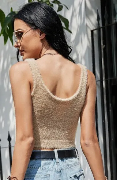 Fuzzy cropped cherry tank sold by Charming Charlie product image thumbnail 2