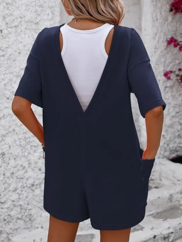 Mandy Round Neck Half Sleeve Romper sold by Charming Charlie