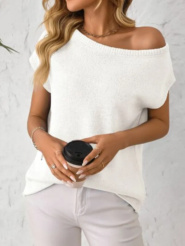 Mandy Boat Neck Short Sleeve Knit Top sold by Charming Charlie