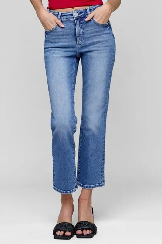 RISEN Full Size Tummy Control High Rise Crop Straight Jeans Plus Size sold by Charming Charlie