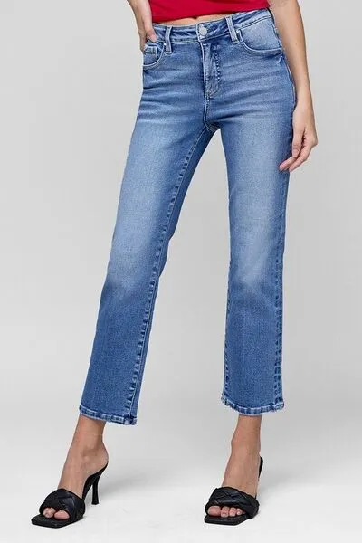 RISEN Full Size Tummy Control High Rise Crop Straight Jeans Plus Size sold by Charming Charlie product image thumbnail 2