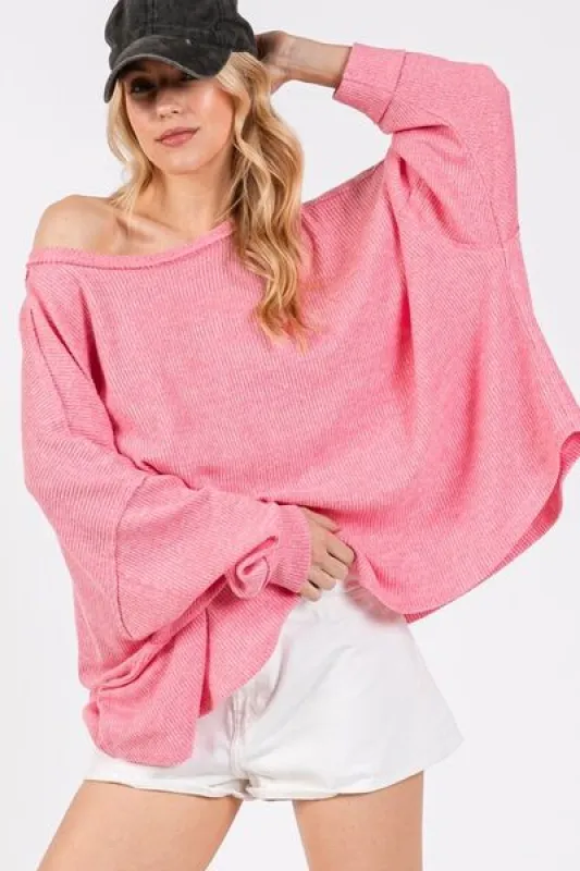 SAGE + FIG Round Neck Batwing Sleeve Oversize Top sold by Charming Charlie