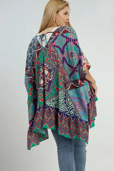 Umgee Full Size Mixed Print Ruffle Hem Open Front Cover Up Plus Size sold by Charming Charlie product image thumbnail 5