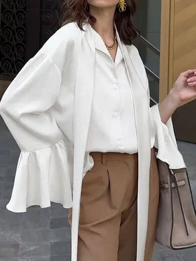 Button Down Flounce Sleeve Shirt sold by Charming Charlie product image thumbnail 3