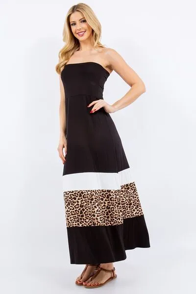 Celeste Full Size Leopard Color Block Tube Maxi Dress Plus Size sold by Charming Charlie product image thumbnail 4