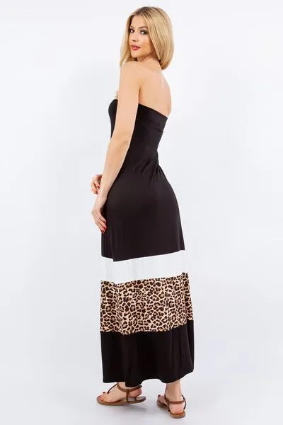Celeste Full Size Leopard Color Block Tube Maxi Dress Plus Size sold by Charming Charlie product image thumbnail 5