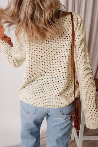 Openwork Color Block Long Sleeve Sweater sold by Charming Charlie product image thumbnail 4