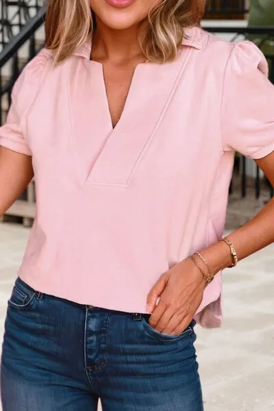 Johnny Collar Short Sleeve T-shirt sold by Charming Charlie