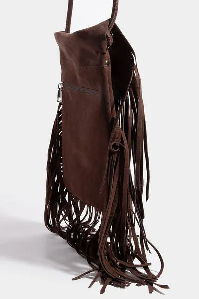 Fame Faux Suede Fringe Rectangle Crossbody Bag sold by Charming Charlie product image thumbnail 2