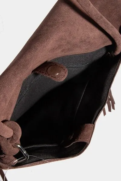 Fame Faux Suede Fringe Rectangle Crossbody Bag sold by Charming Charlie product image thumbnail 3