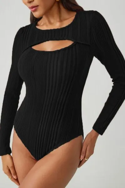 Ribbed Cutout Round Neck Bodysuit sold by Charming Charlie product image thumbnail 2