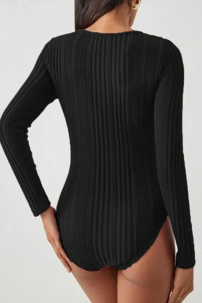 Ribbed Cutout Round Neck Bodysuit sold by Charming Charlie product image thumbnail 4