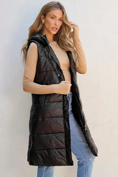 Longline Hooded Sleeveless Puffer Vest sold by Charming Charlie product image thumbnail 3