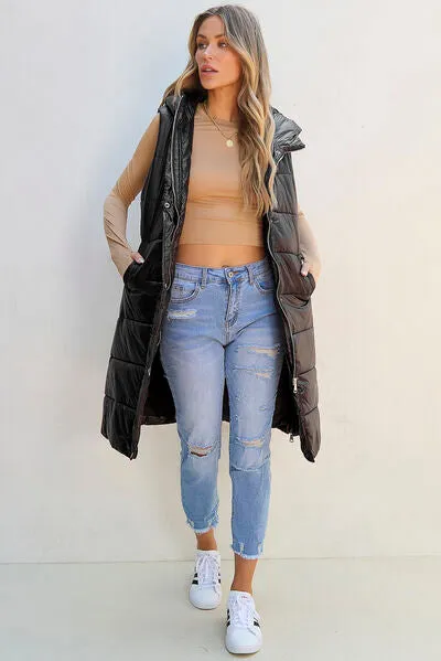 Longline Hooded Sleeveless Puffer Vest sold by Charming Charlie product image thumbnail 5