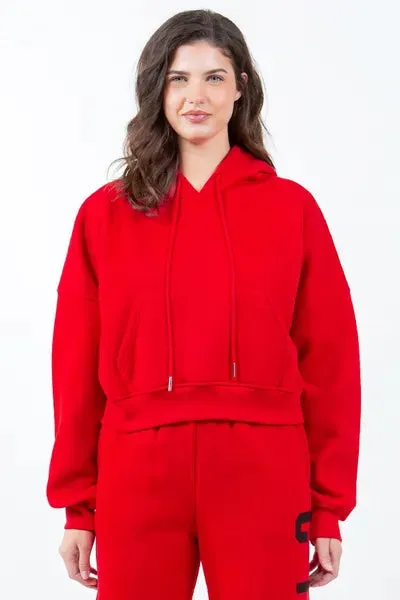 American Bazi Letter Graphic Long Sleeve Drawstring Cropped Hoodie sold by Charming Charlie product image thumbnail 3