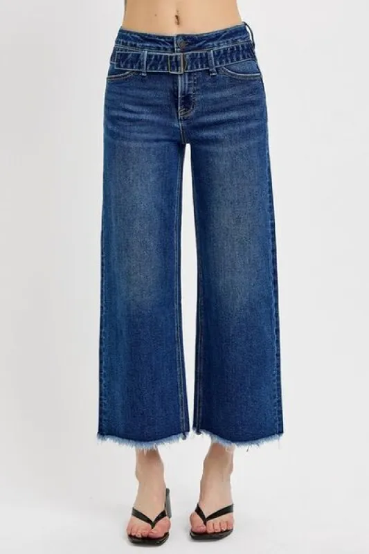 RISEN Raw Hem Wide Leg Attached Buckle Jeans sold by Charming Charlie