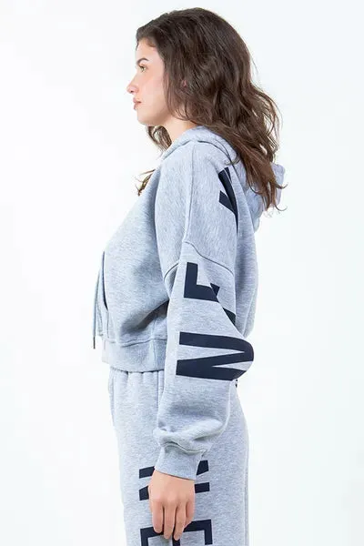 American Bazi Letter Graphic Long Sleeve Drawstring Cropped Hoodie sold by Charming Charlie product image thumbnail 4