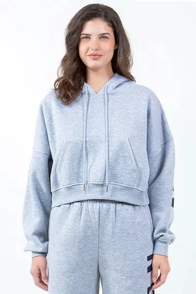American Bazi Letter Graphic Long Sleeve Drawstring Cropped Hoodie sold by Charming Charlie product image thumbnail 3