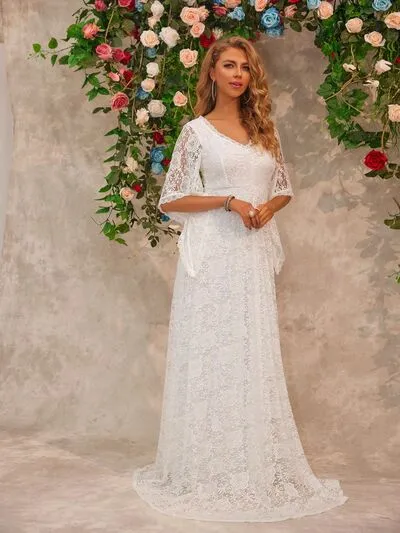 Lace V-Neck Floor length Dress sold by Charming Charlie product image thumbnail 4