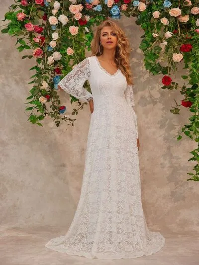 Lace V-Neck Floor length Dress sold by Charming Charlie product image thumbnail 3
