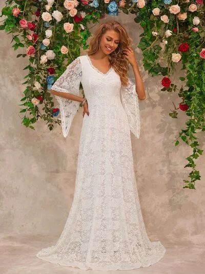 Lace V-Neck Floor length Dress sold by Charming Charlie product image thumbnail 5