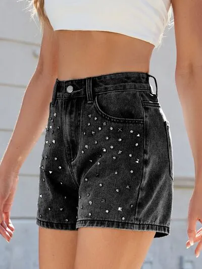 Rhinestone Washed High Waist Denim Shorts sold by Charming Charlie product image thumbnail 3