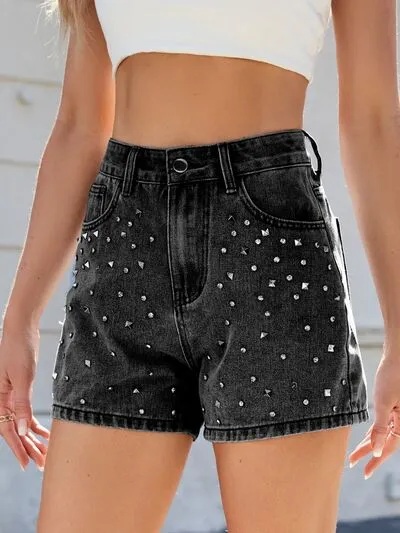 Rhinestone Washed High Waist Denim Shorts sold by Charming Charlie product image thumbnail 4