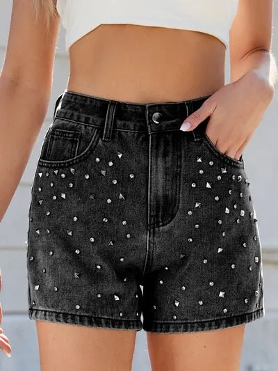 Rhinestone Washed High Waist Denim Shorts sold by Charming Charlie product image thumbnail 2