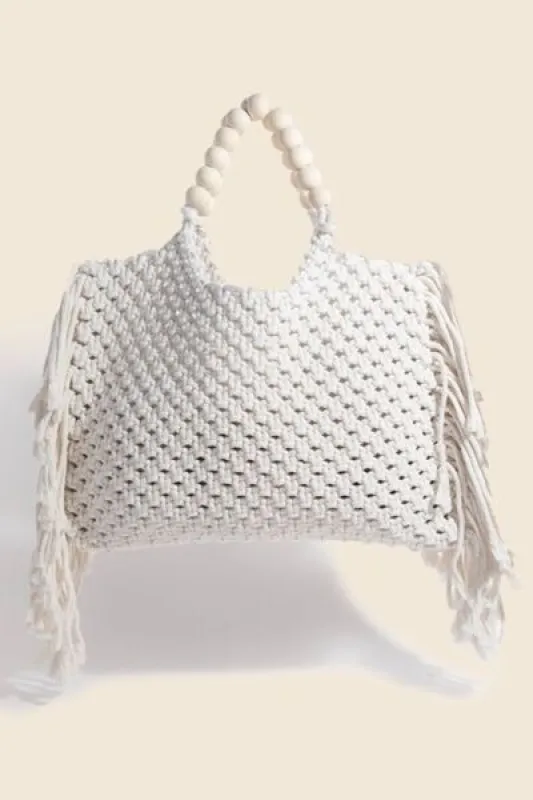 Fame Wooden Beaded Handle Braided Tote Bag sold by Charming Charlie