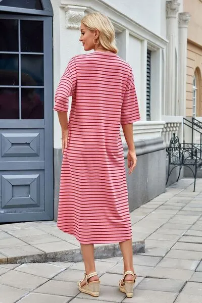 Lovelet Contrast Striped Half Sleeve Midi Tee Dress sold by Charming Charlie product image thumbnail 5