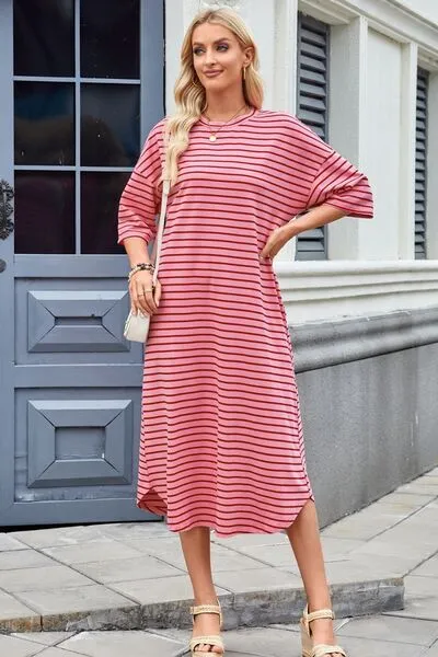 Lovelet Contrast Striped Half Sleeve Midi Tee Dress sold by Charming Charlie product image thumbnail 4