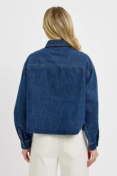 RISEN Button Up Long Sleeve Denim Shacket sold by Charming Charlie product image thumbnail 5