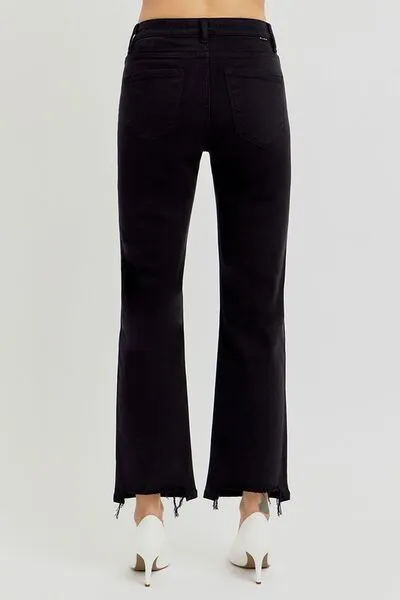 RISEN Full Size Tummy Control Elastic Band High Rise Crop Straight Jeans Plus Size sold by Charming Charlie product image thumbnail 5