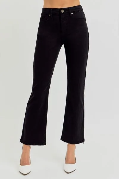 RISEN Full Size Tummy Control Elastic Band High Rise Crop Straight Jeans Plus Size sold by Charming Charlie