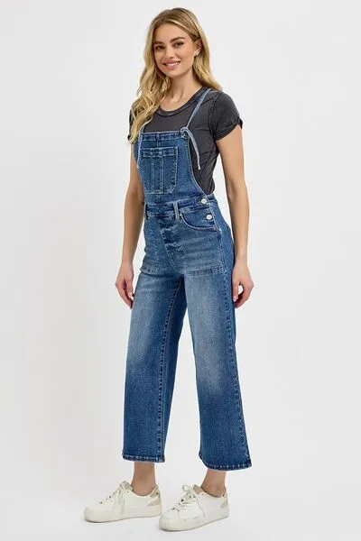 RISEN Full Size Knotted Strap Denim Overalls with Pockets Plus Size sold by Charming Charlie product image thumbnail 4