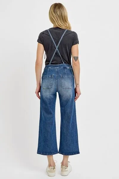 RISEN Full Size Knotted Strap Denim Overalls with Pockets Plus Size sold by Charming Charlie product image thumbnail 5