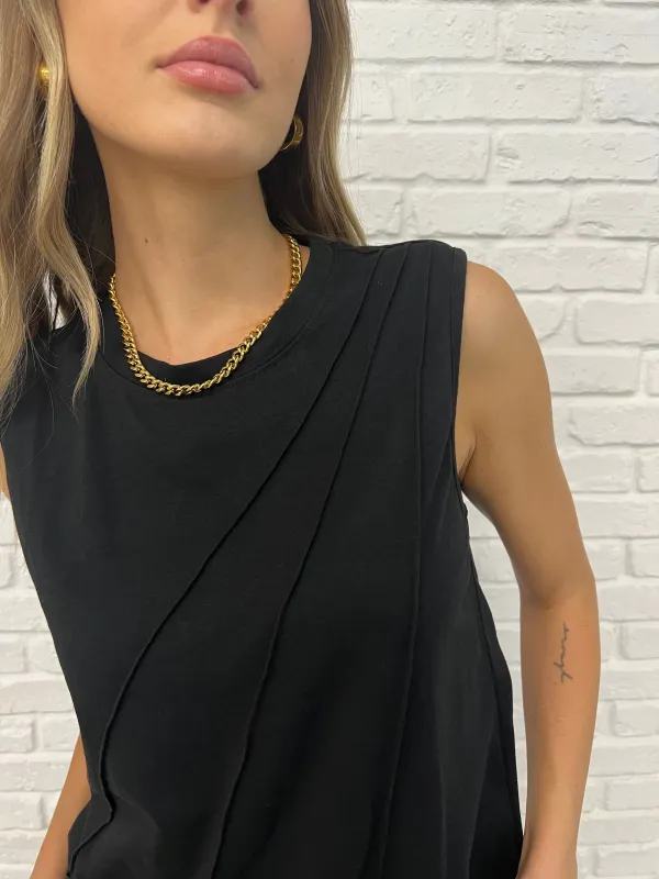 New Normal Pleat Detail Sleeveless Top in Black sold by Charming Charlie
