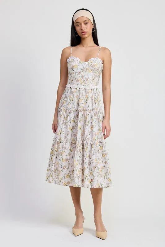 MIDI FLORAL CORSET DRESS sold by Charming Charlie