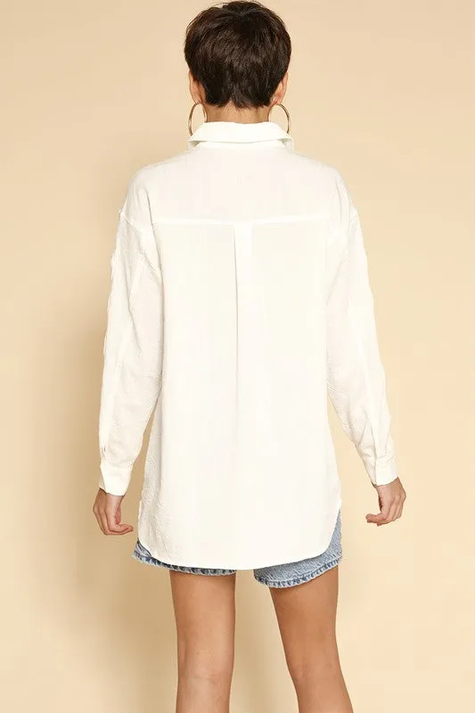 Bow sleeve button down shirt sold by Charming Charlie product image thumbnail 3