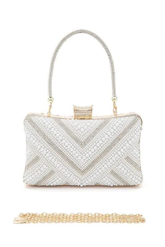 Chevron Pearl Rhinestone Convertible Box Clutchj sold by Charming Charlie product image thumbnail 2